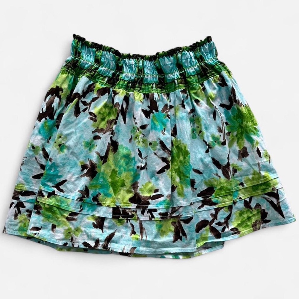 Vintage Y2K Candie’s Mini Skater Skirt Smocked Waist Cotton Blend Lightweight